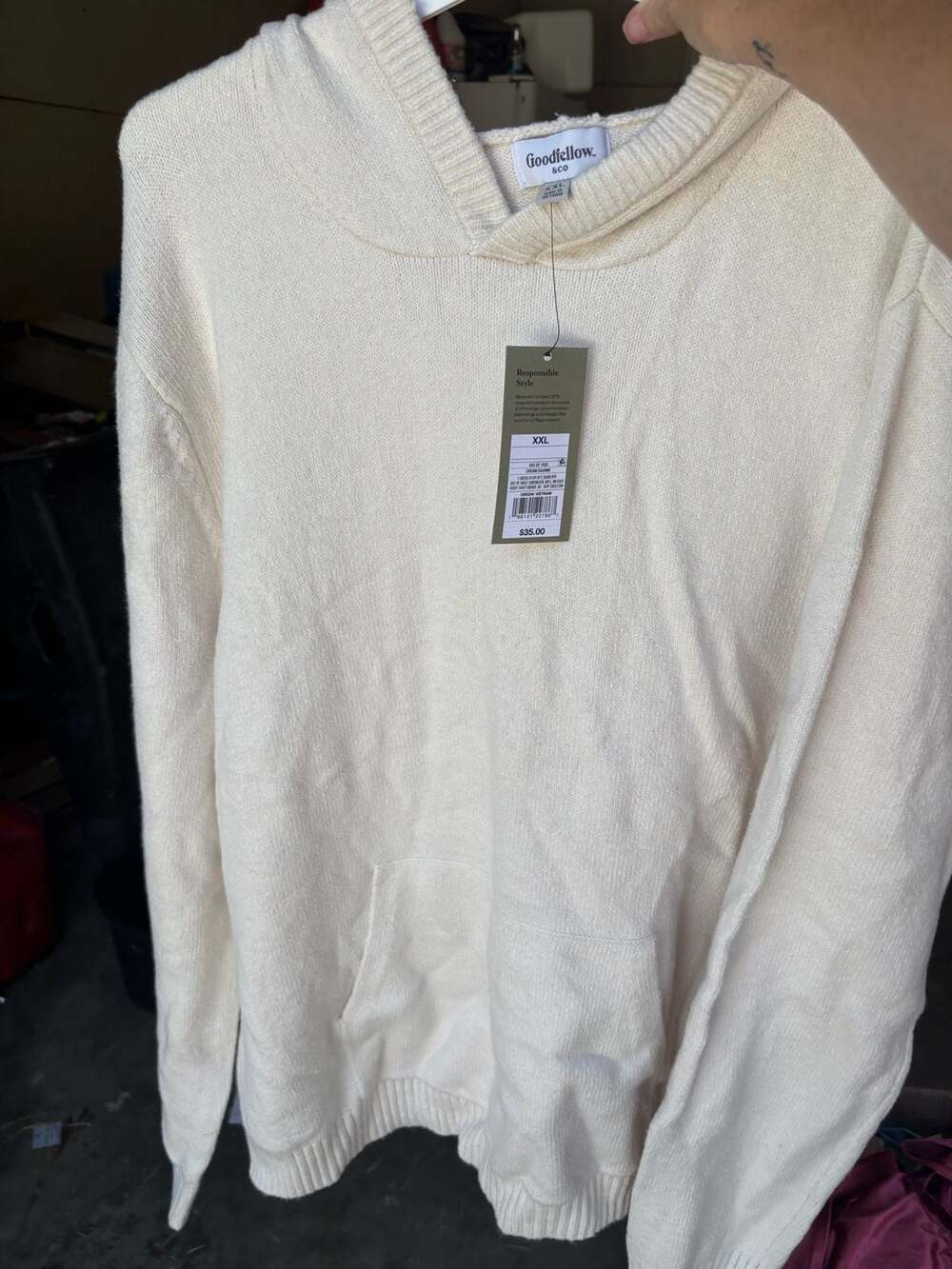 Goodfellow & Co Hooded Knit Sweater Size XXL Cream